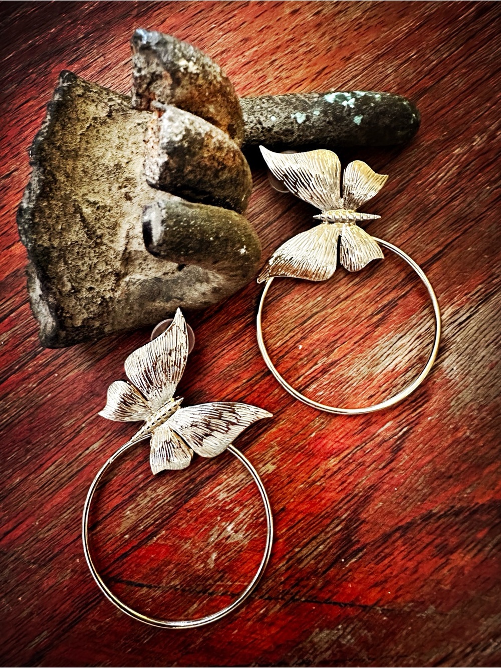Gold Butterfly hoops